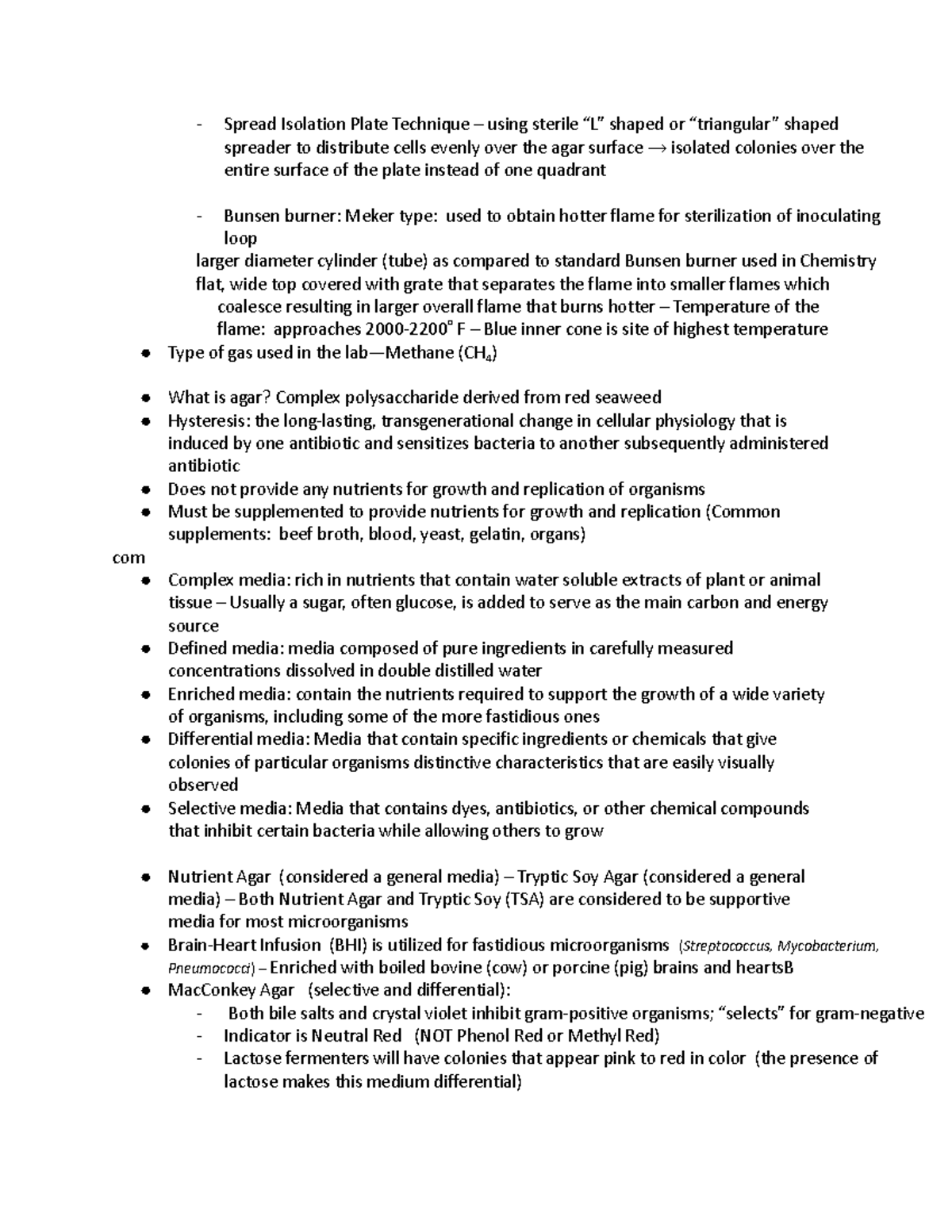 Micro Lab Final Notes Spread Isolation Plate Technique using