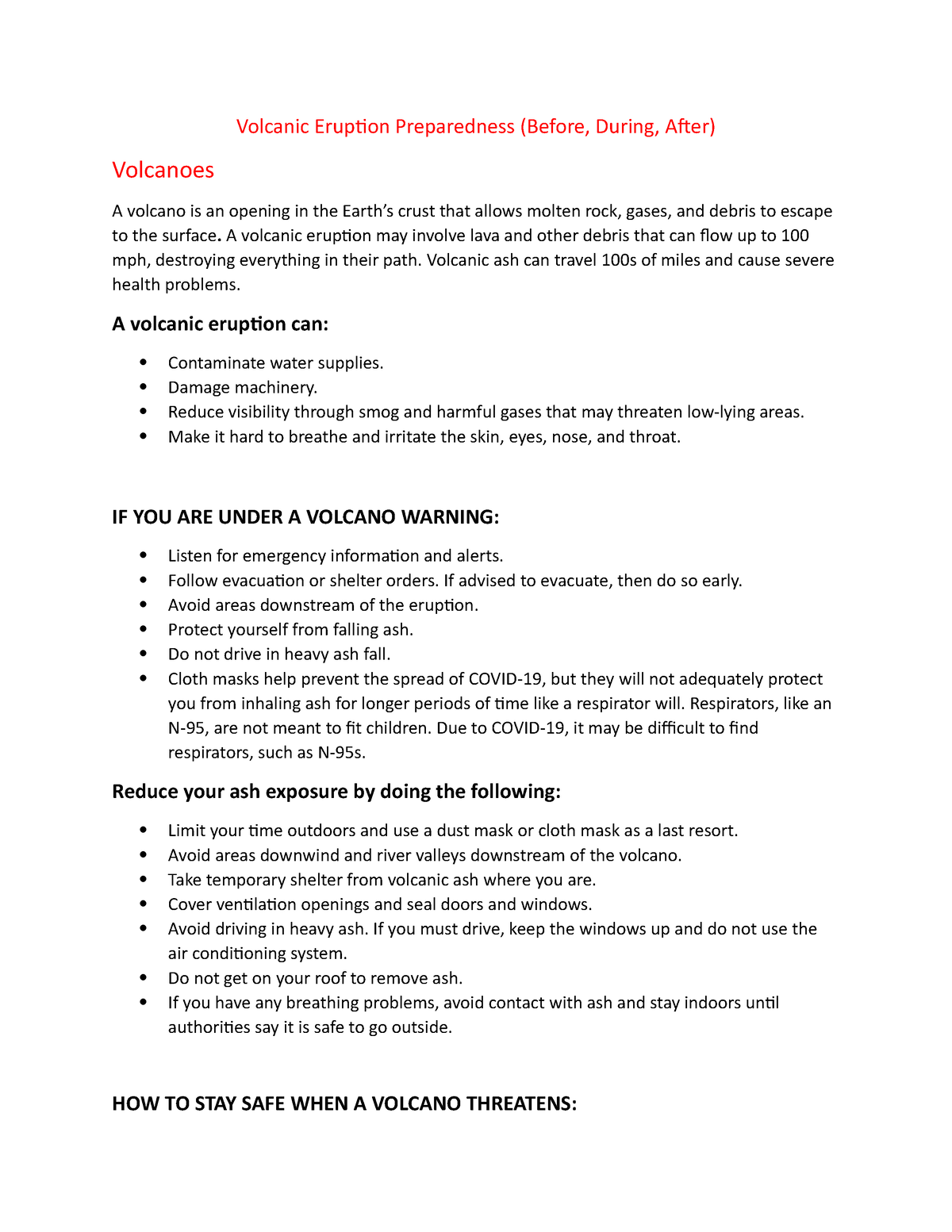 volcanic eruption preparedness essay