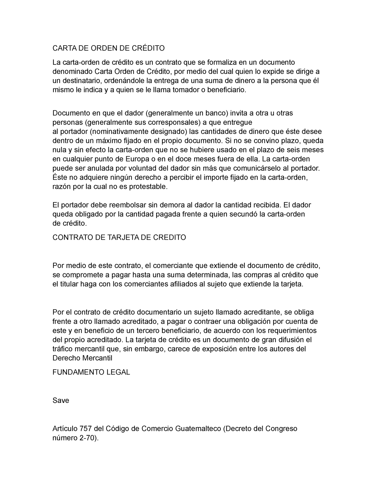 Carta De Orden De Crédito Carta De Orden De CrÉdito La Carta Orden De