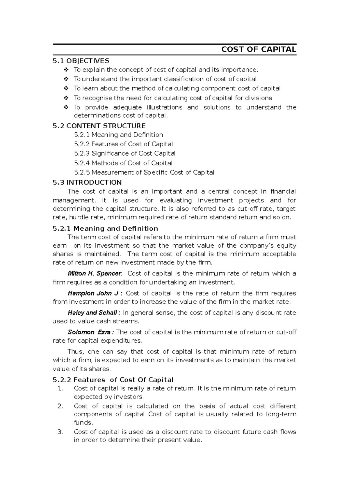 cost-of-capital-financial-management-cost-of-capital-5-objectives