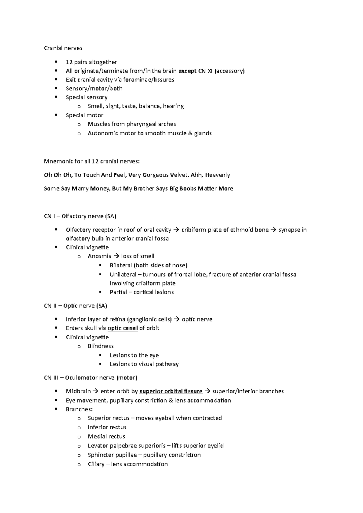 7 overview of the Cranial nerves - Cranial nerves 12 pairs altogether ...