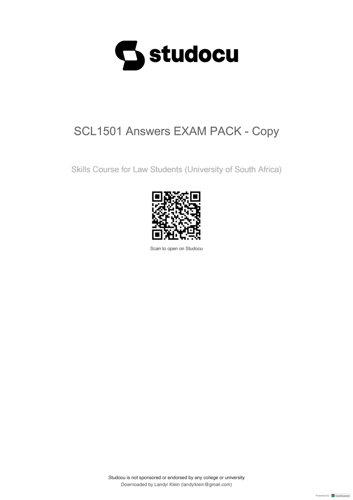 Scl1501 answers exam pack copy SCL1501 Studocu