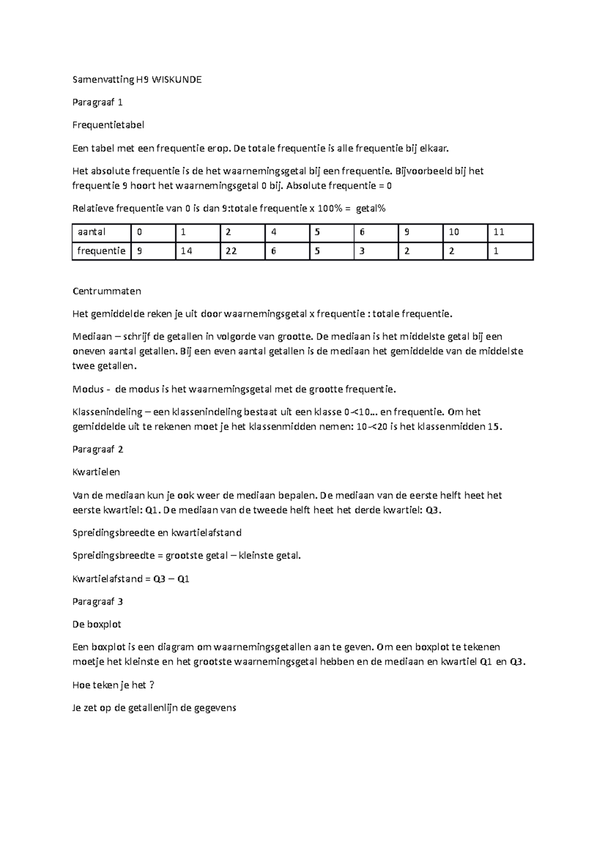 Samenvatting H9 Wiskunde - Samenvatting H9 WISKUNDE Paragraaf 1 ...