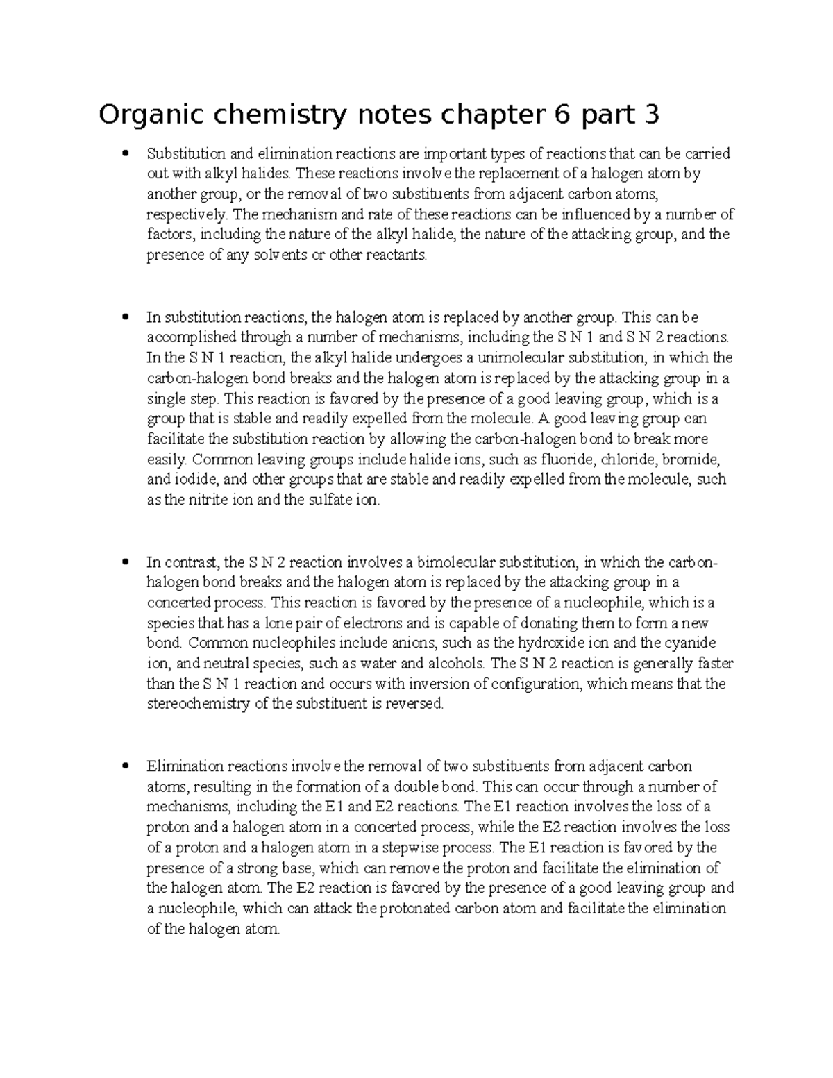 Organic chemistry notes chapter 6 part 3 - These reactions involve the ...