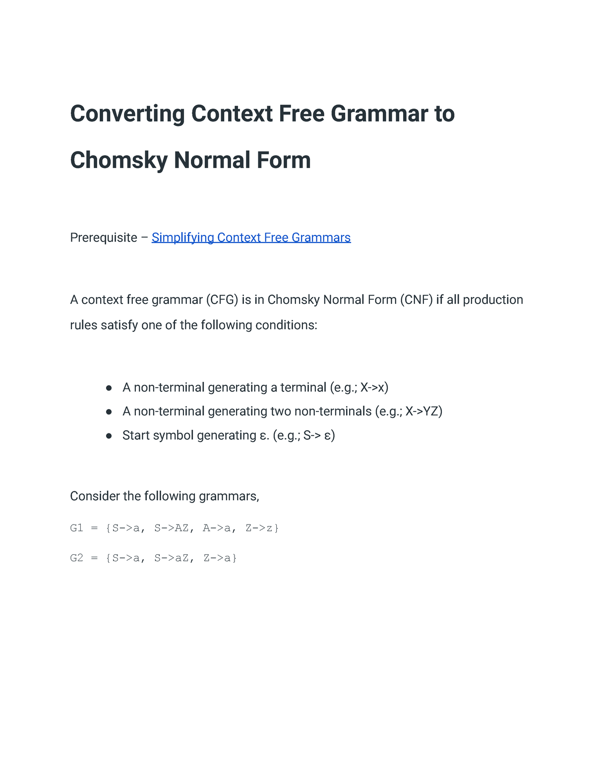 Question BANK – 3(Part 11) - Converting Context Free Grammar To Chomsky ...