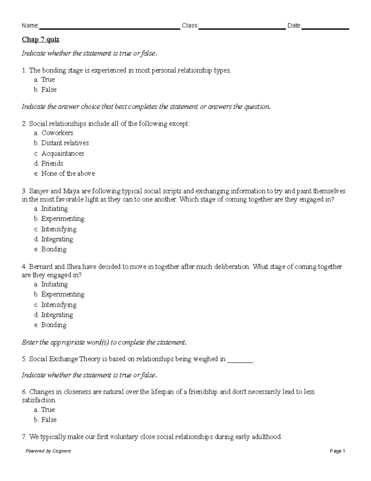 assignment chapter 7 true false quiz