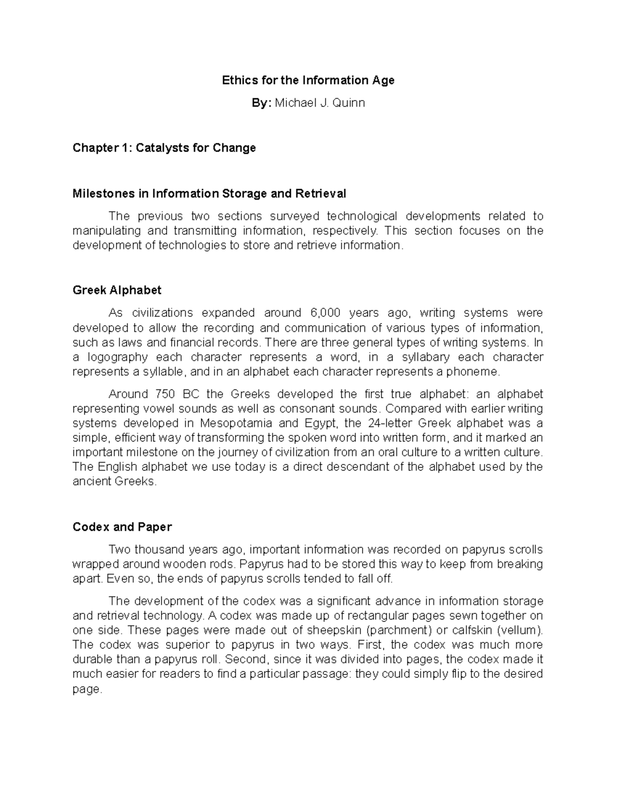 Chapter 1 Catalysts for Change Milestones in Information Storage and ...