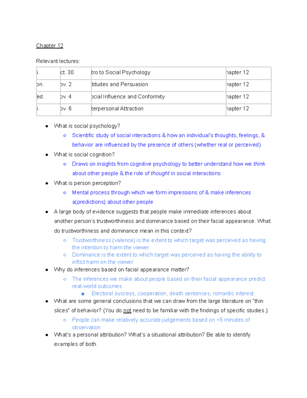 Psyc Exam 3 Study Guide #2 - Chapter 12 Relevant Lectures: Ri. Ct. 30 ...