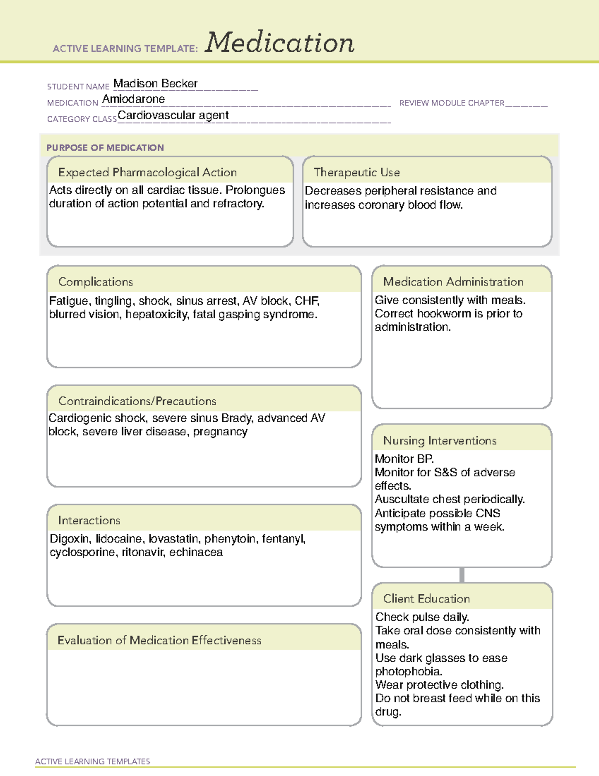 Medication card 5 - Study guide - NUR2230 - Studocu