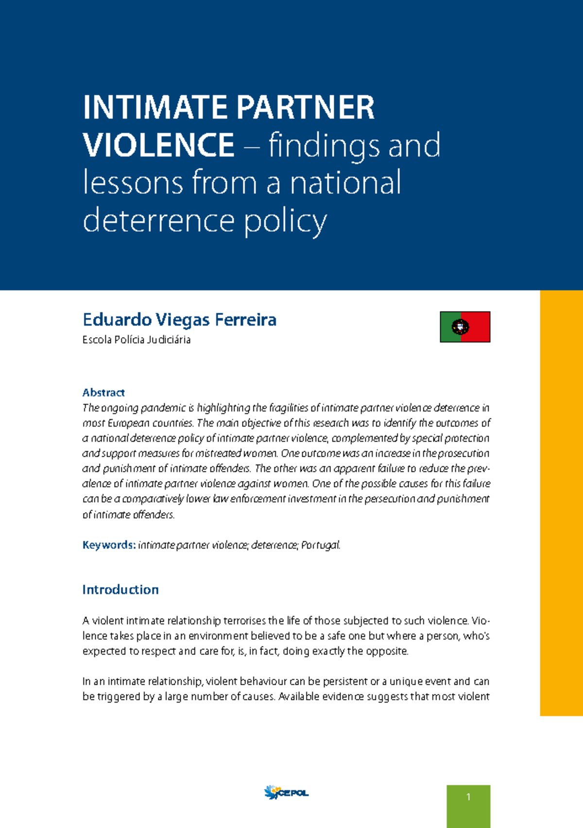 Intimate Partner Violence - INTIMATE PARTNER VIOLENCE – findings and ...