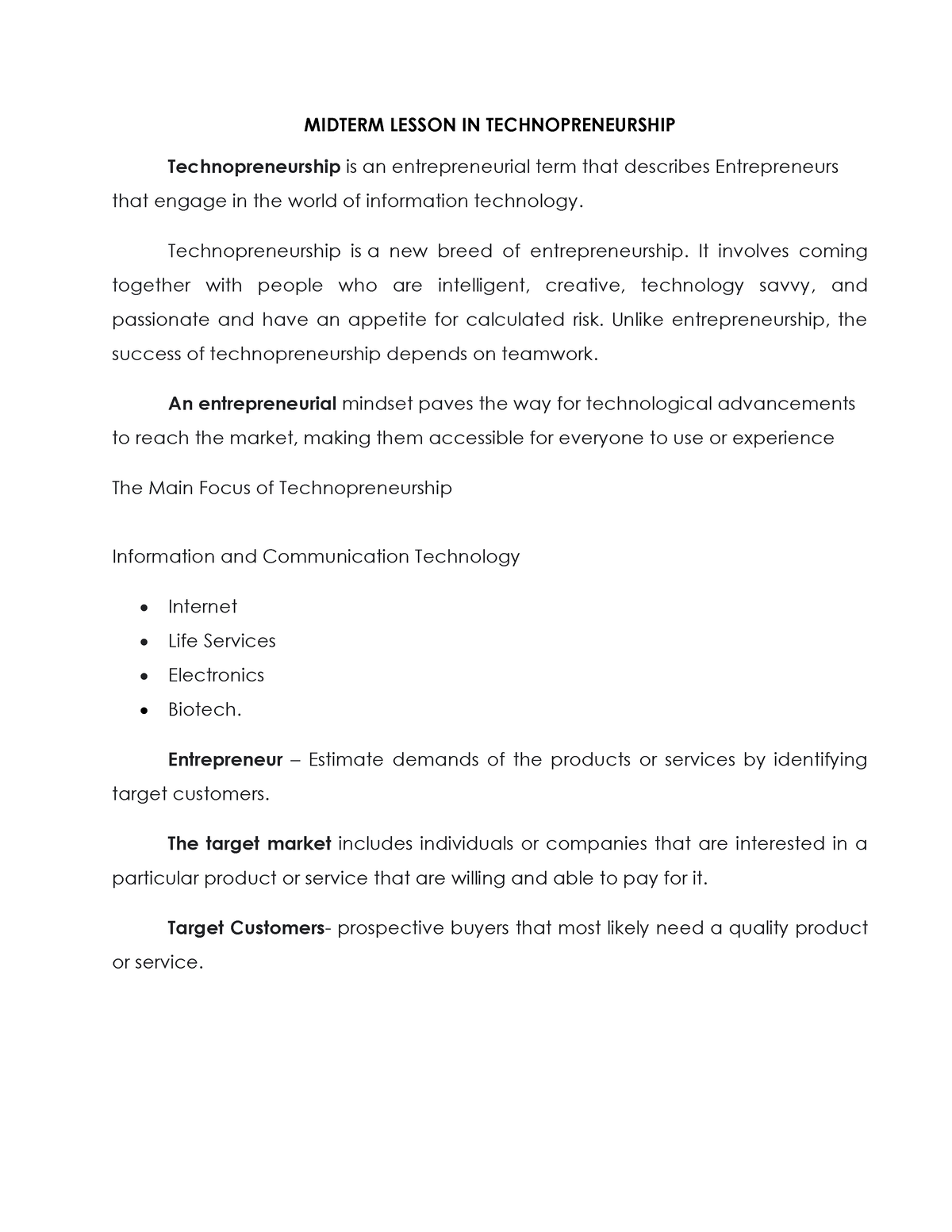 Midterm Activity 2 In Technopreneurship - MIDTERM LESSON IN ...