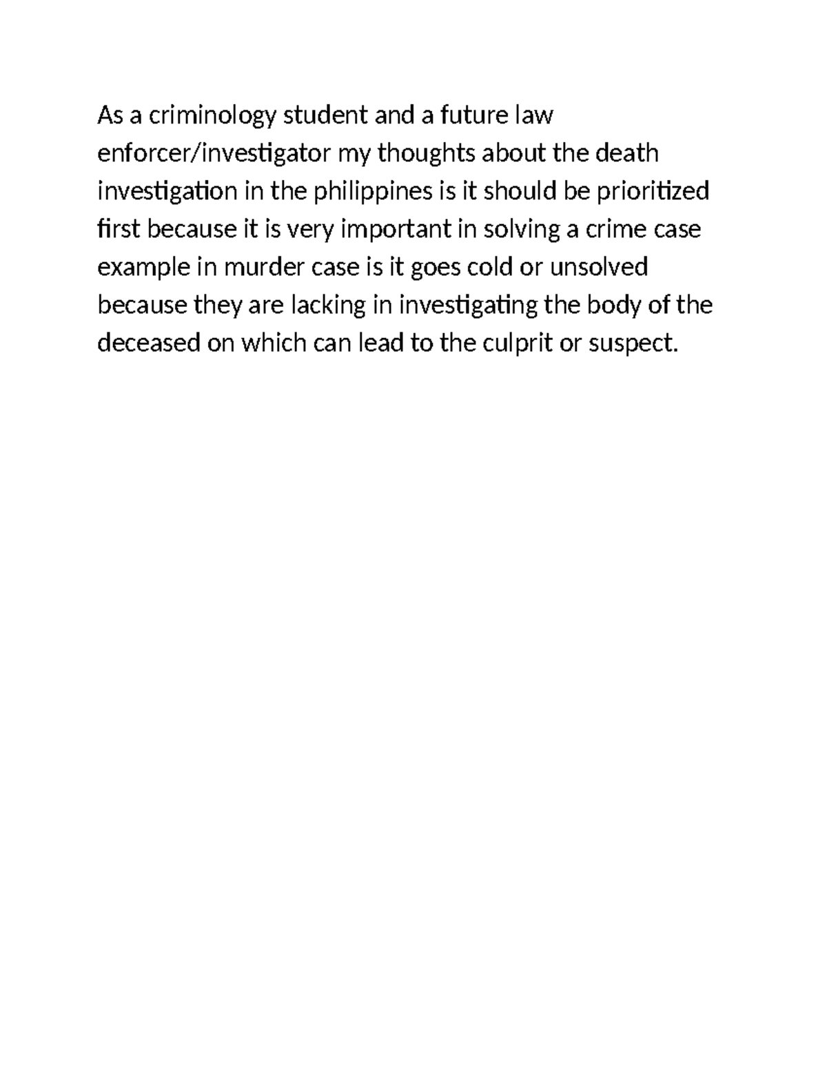 Assignment - hope it helps - Criminology - As a criminology student and ...