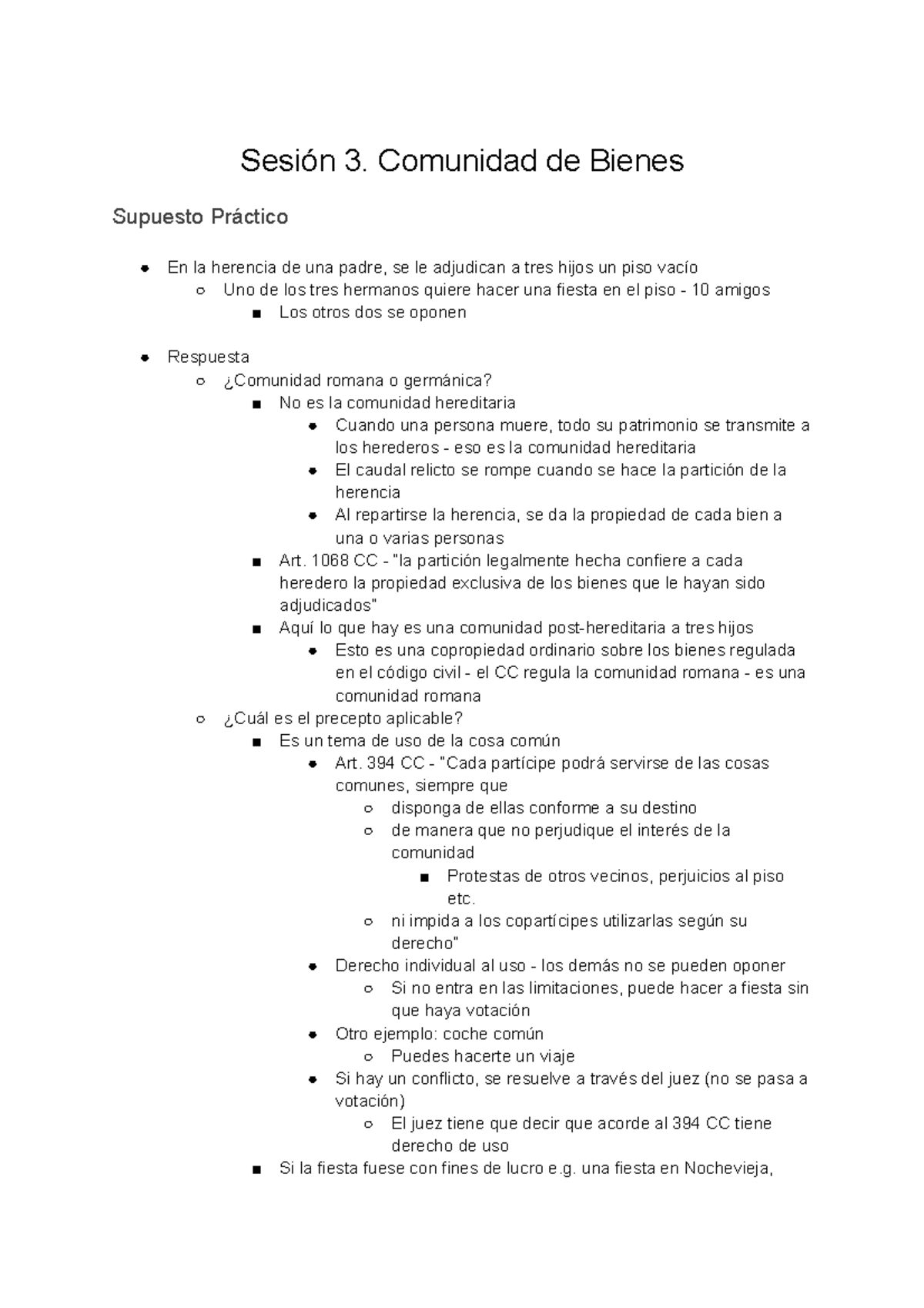 S3. Comunidad de Bienes Sesión 3. Comunidad de Bienes Supuesto S3. Comunidad de Bienes Sesión 3. Comunidad de Bienes Supuesto