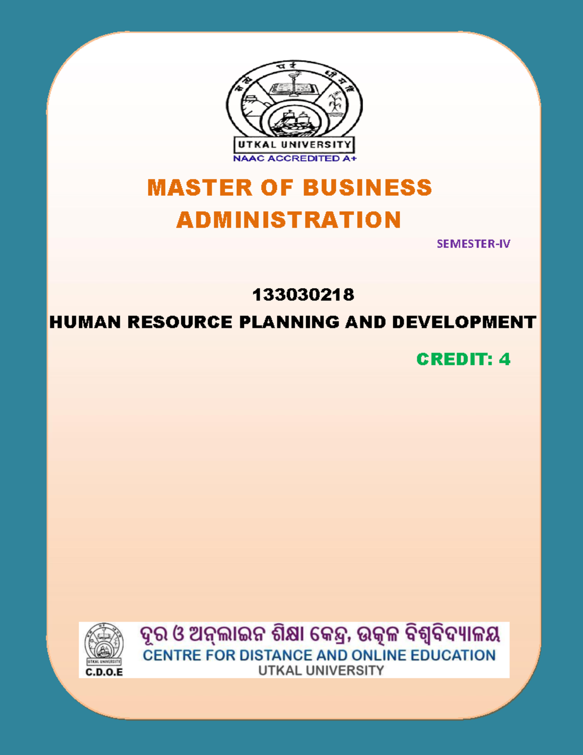 HRPD - HUMAN RESOURCE PLANNING AND DEVELOPMENT - MASTER OF BUSINESS ...