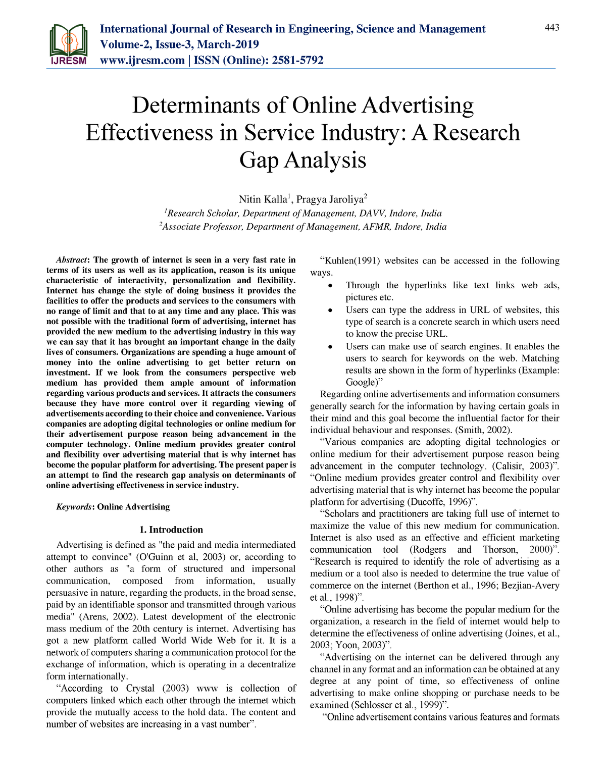 research paper on online advertising pdf