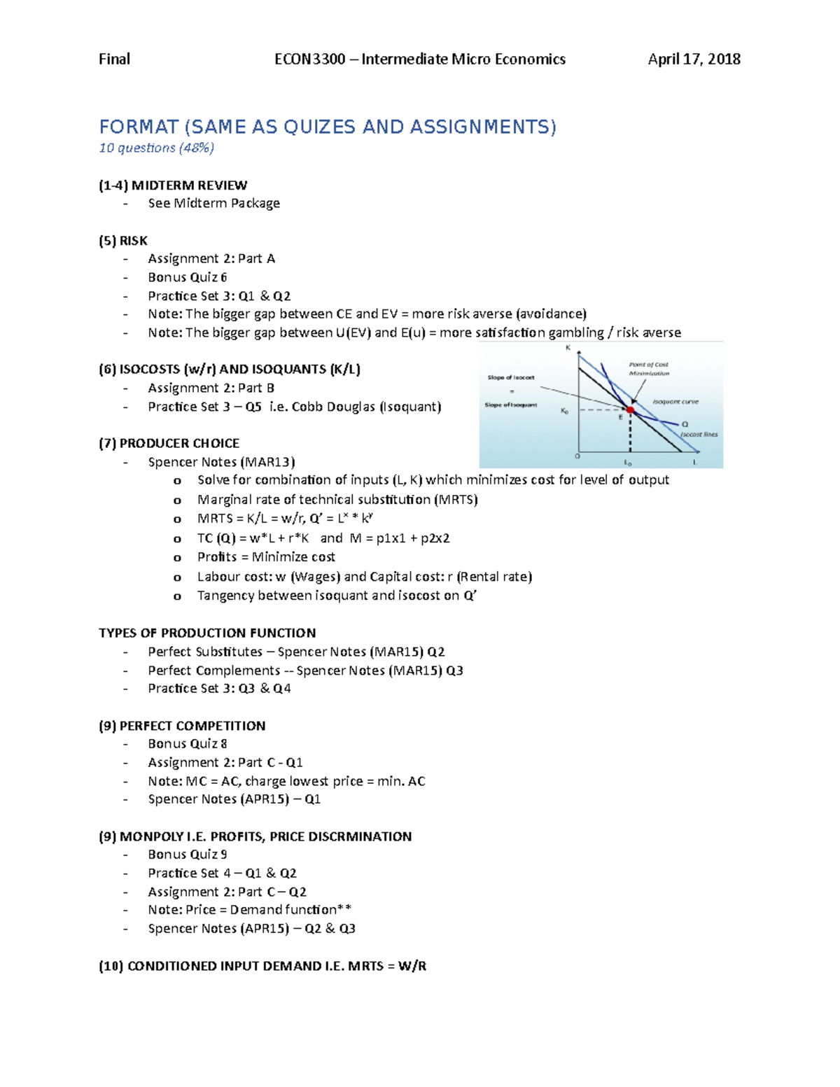 Econ3300 Final Note Review Studocu