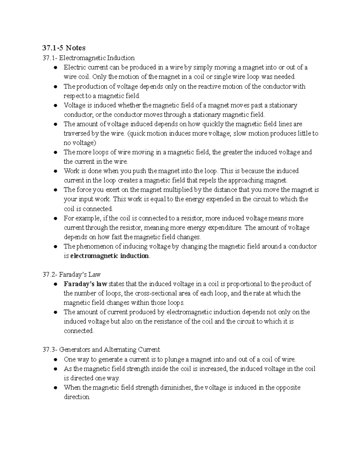 Notes 37 - 37.1- Electromagnetic Induction - 37-5 Notes 37 ...