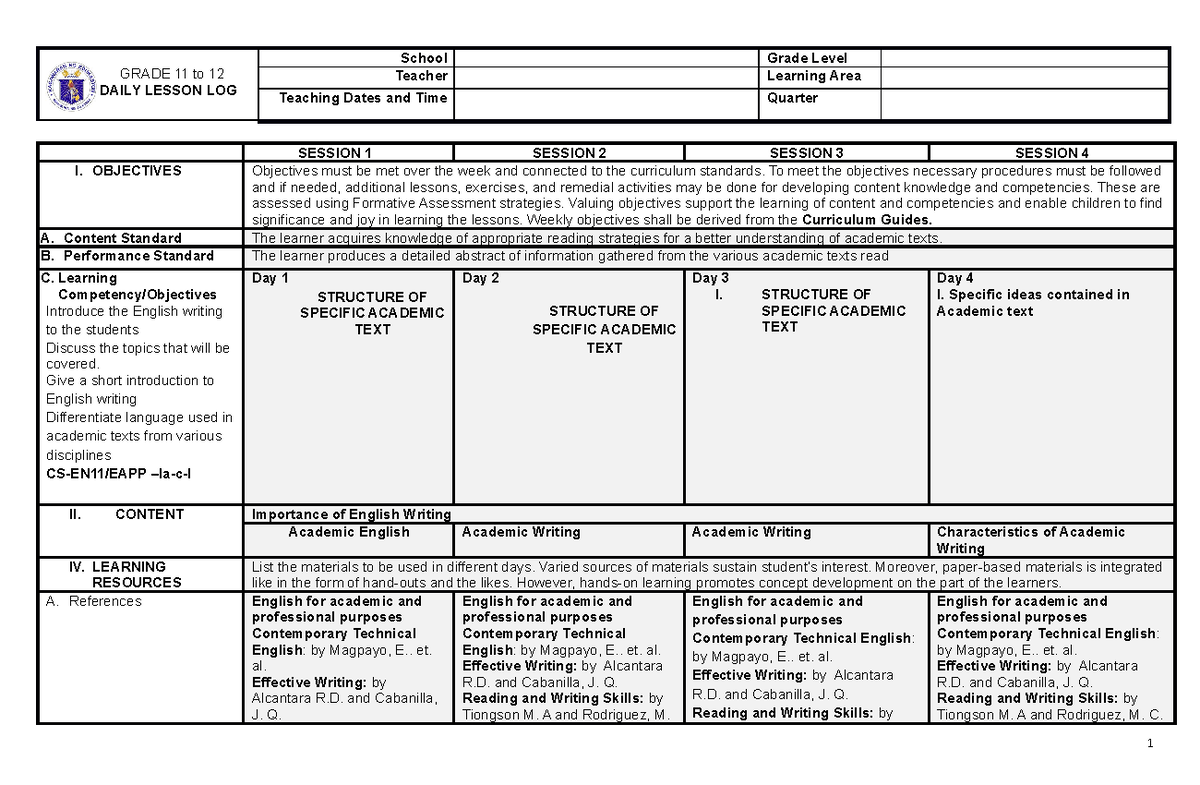 DLL-EAPP- 2ND - Travel Writing ang Photography - GRADE 11 to 12 DAILY ...