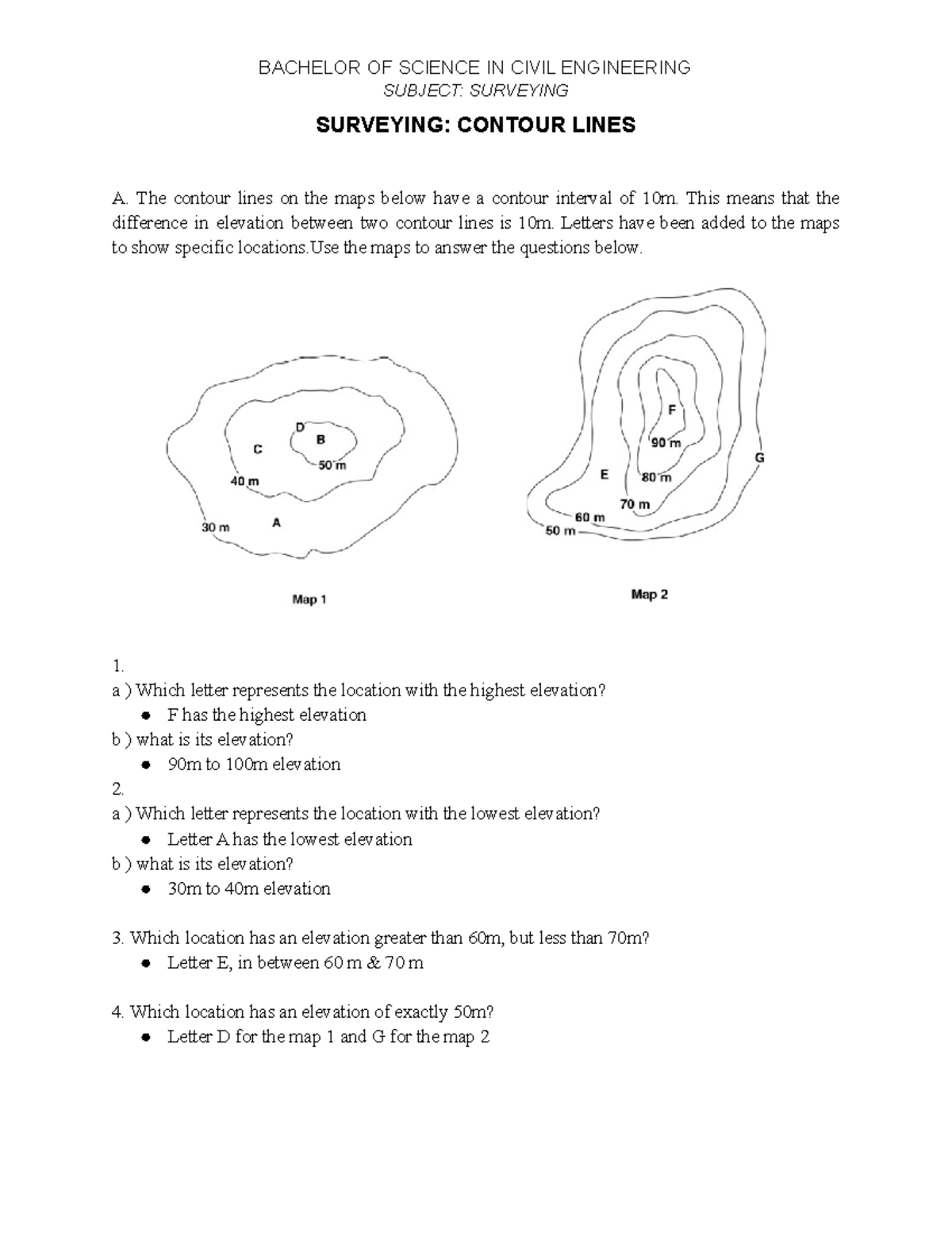 Surveying Contour Lines BACHELOR OF SCIENCE IN CIVIL ENGINEERING