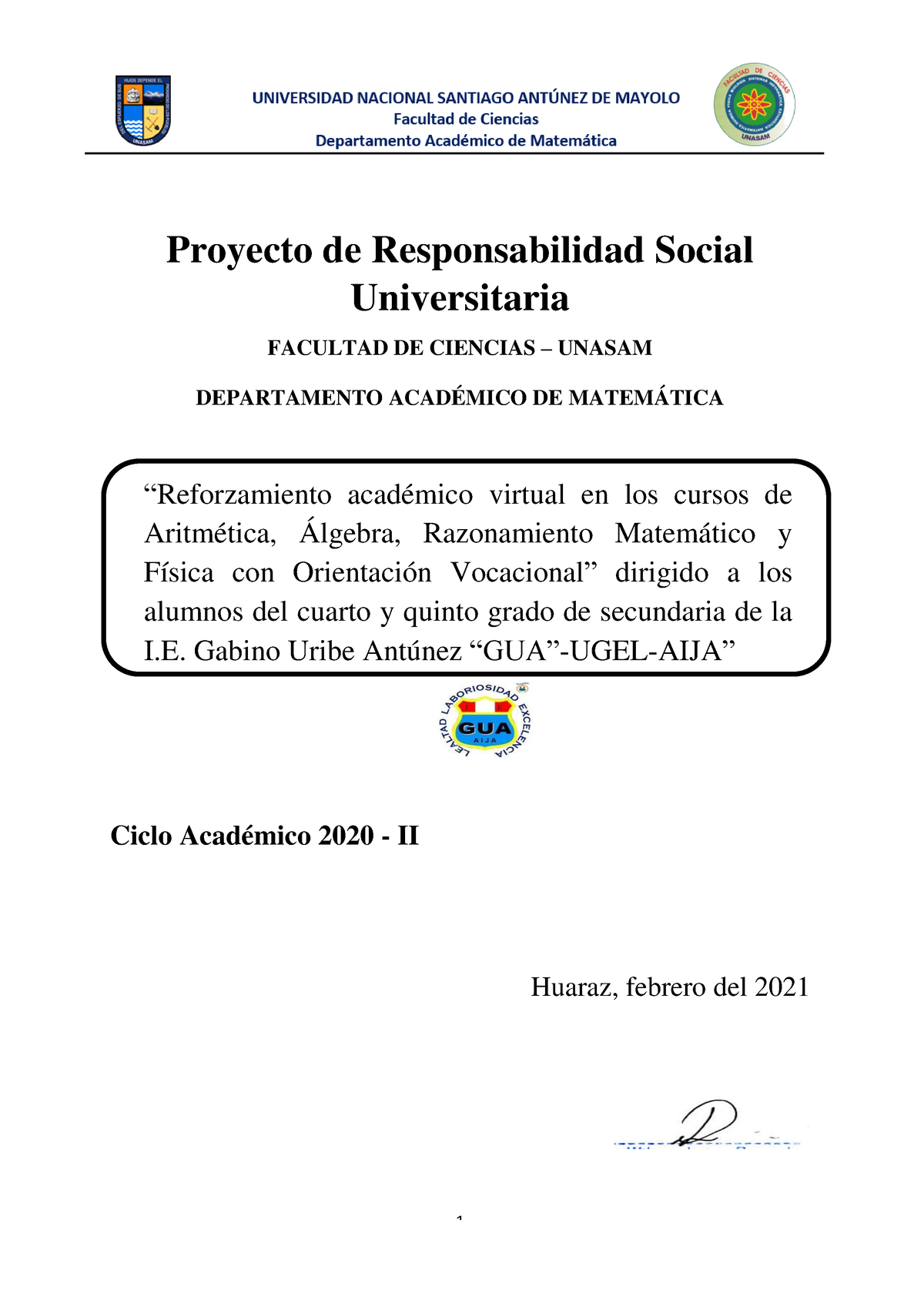 Proyecto De RSU - Informe Académico - Proyecto De Responsabilidad ...