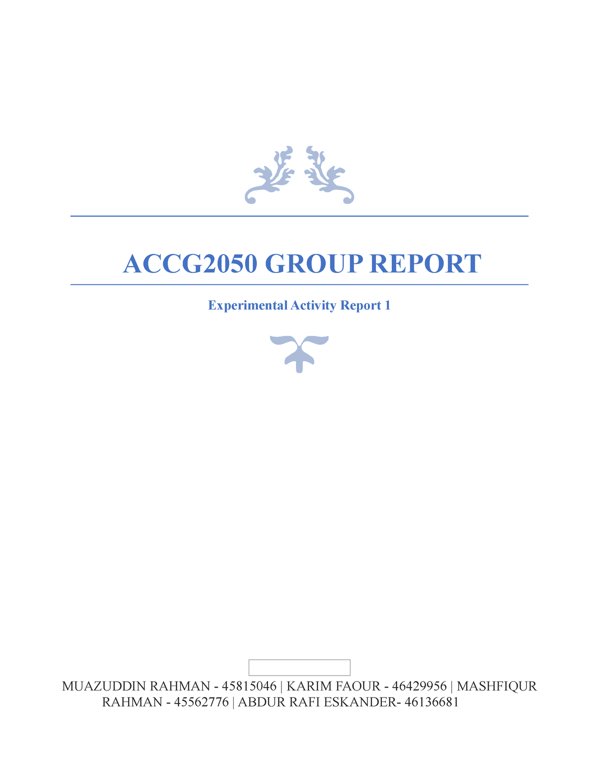 ACCG2050- Group Report - ACCG250 - MQ - Studocu