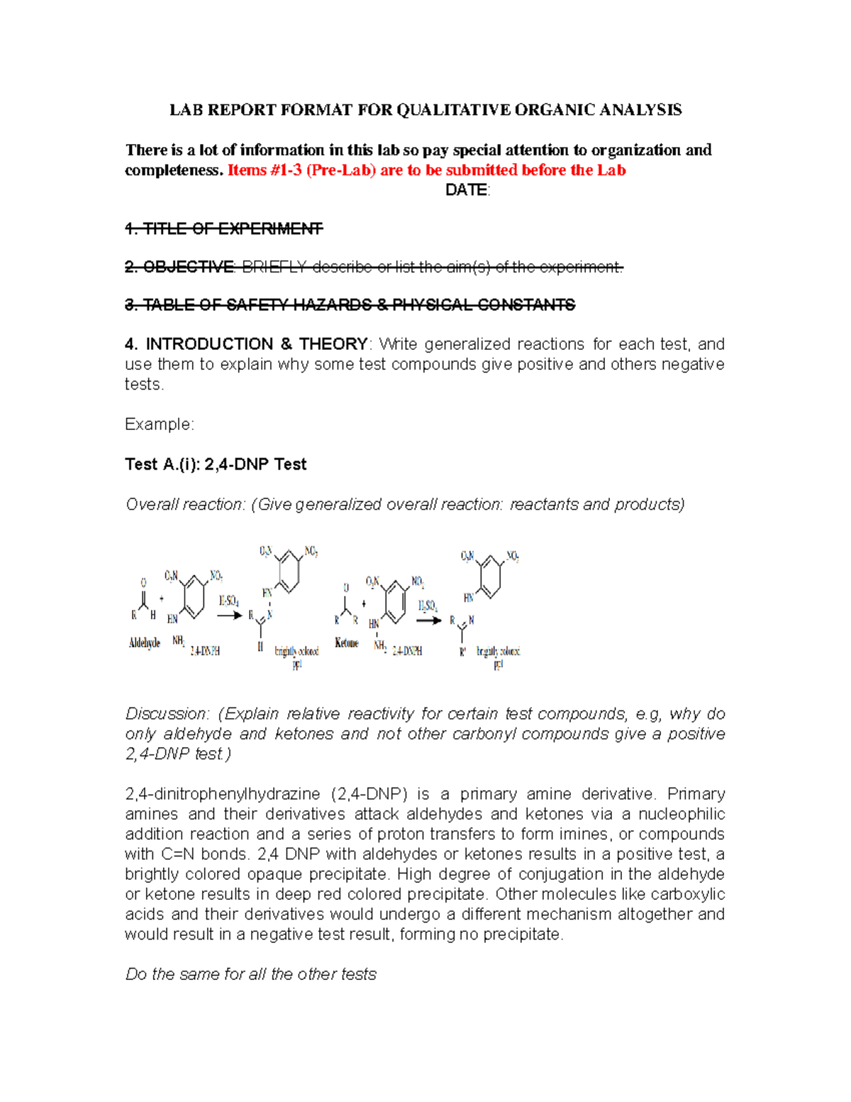 Lab Report FormatQualitative Organic Analysis LAB REPORT FORMAT FOR