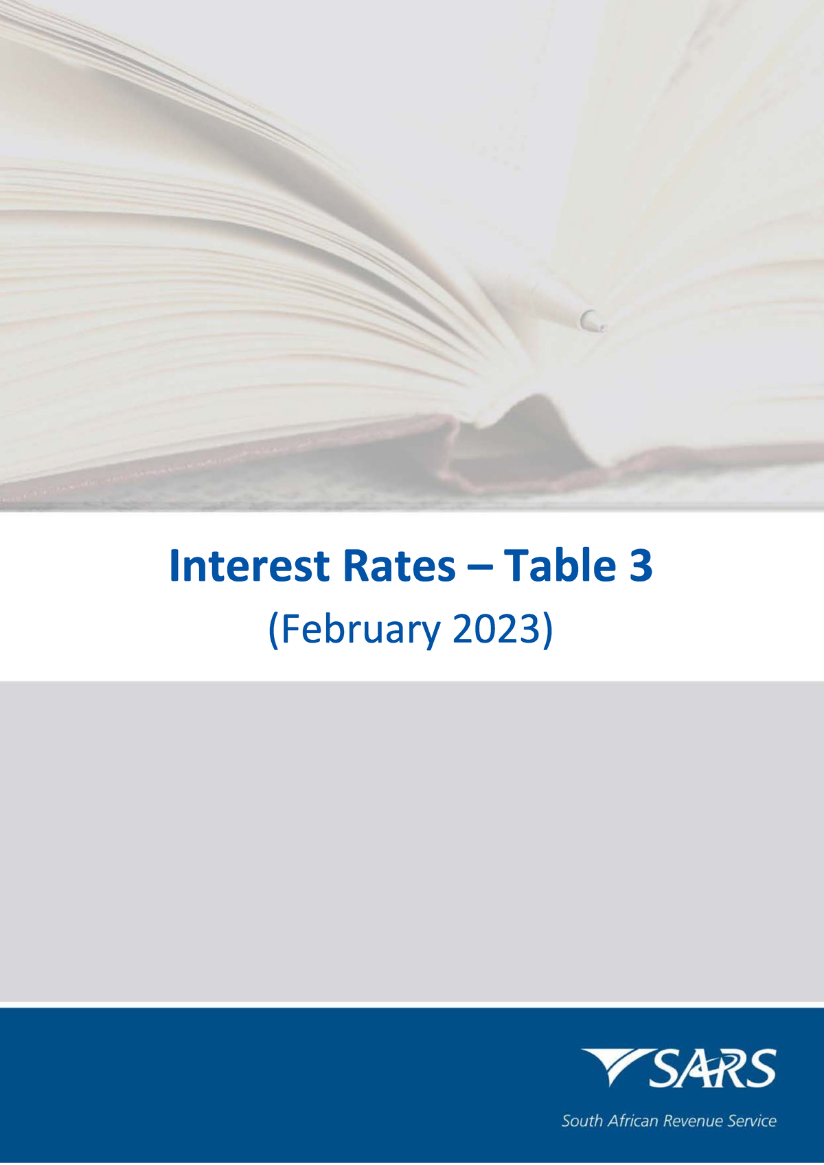 Table OF Interest Rates IN Respect OF THE Various ACTS Administered BY