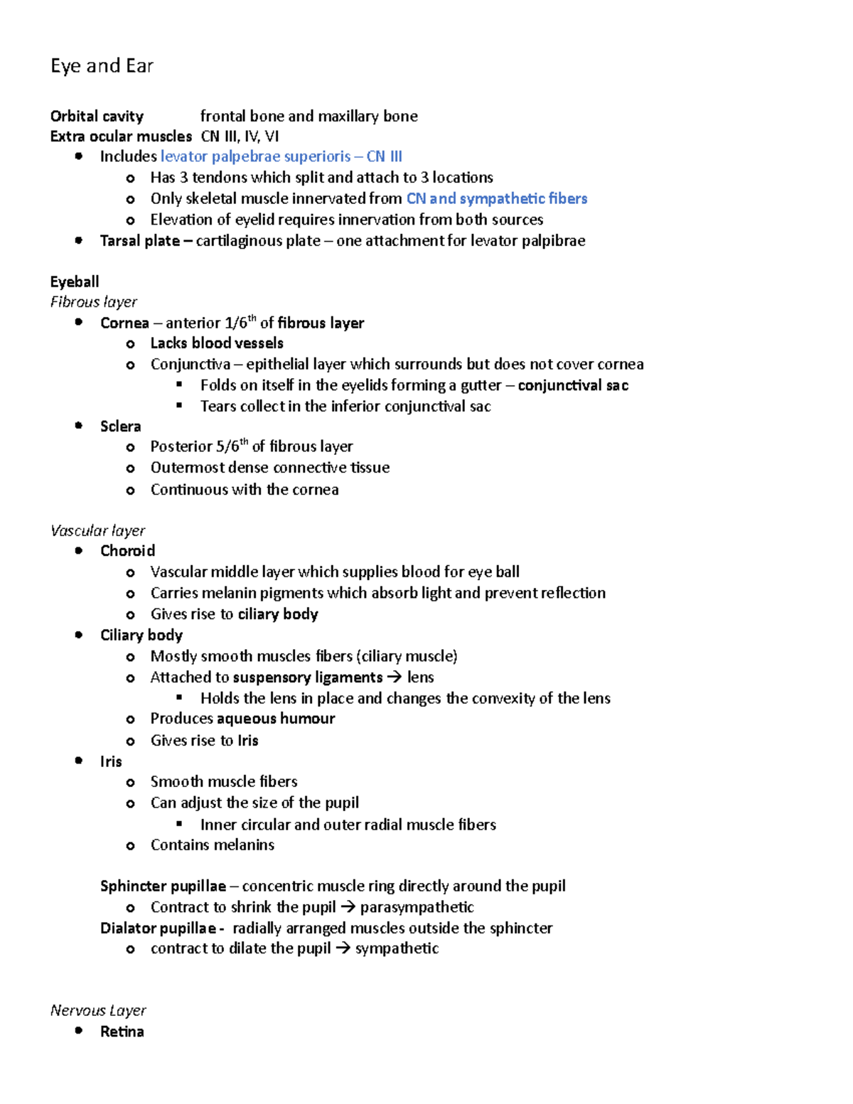Eye and Ear Lecture notes_CAPS 391 Dr. Ali Eye and Ear Orbital