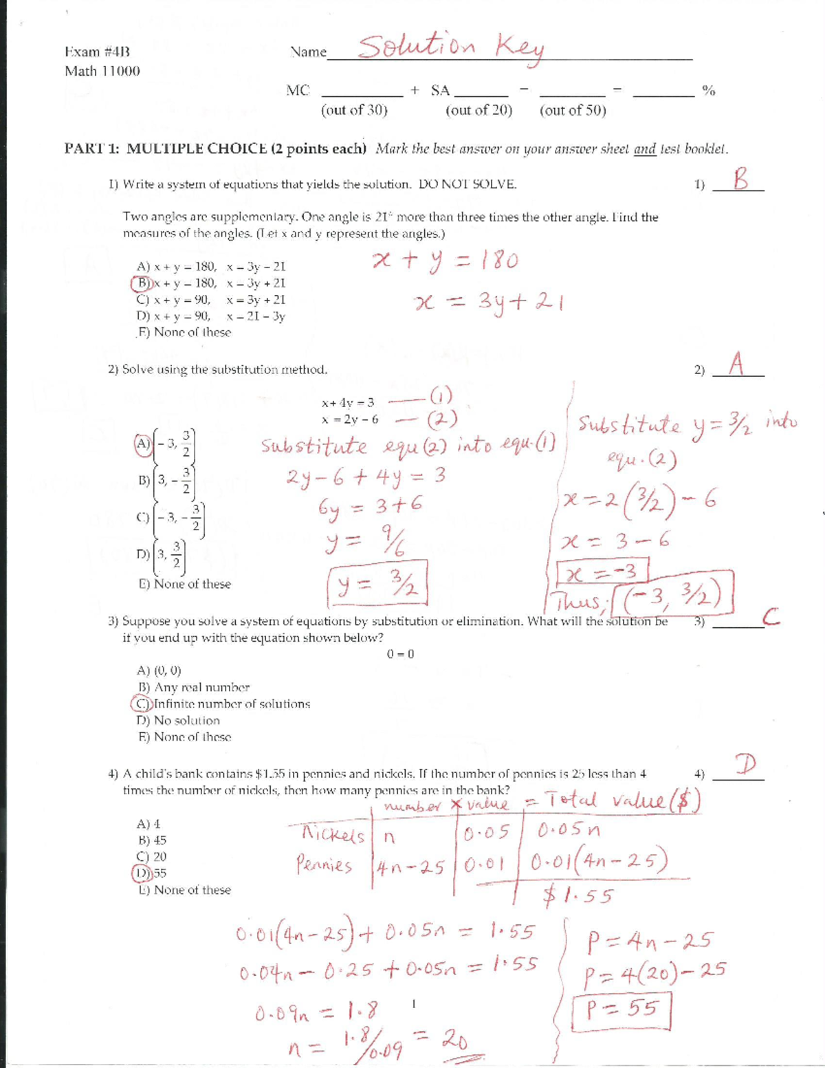 Exam #4B - Exam solutions exact as the actual exam - MATH11000 - Studocu