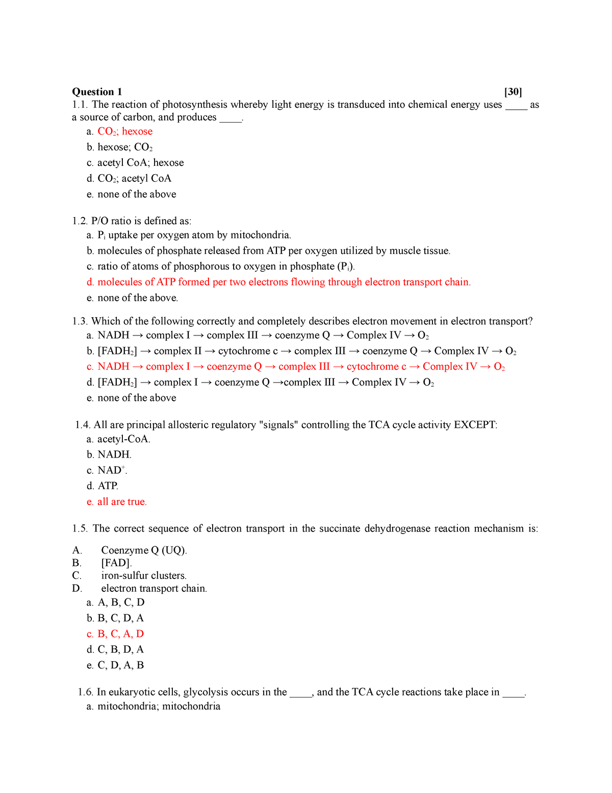 BCHN222 MEMO test 1 30August 2019 - Question 1 [30] The reaction of ...