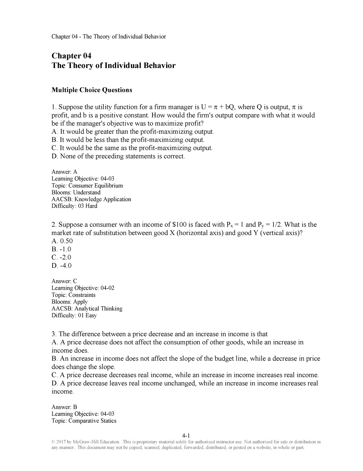 Chapter 4 Economics Test Answers