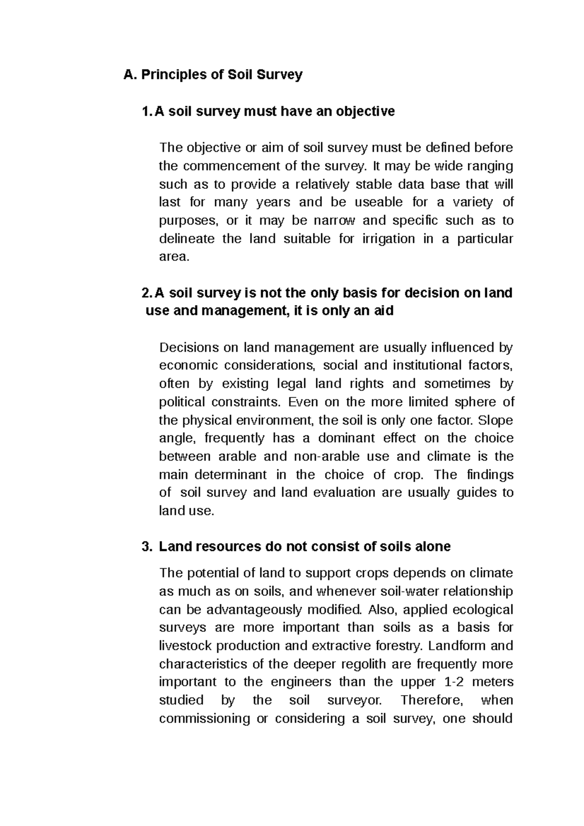 Principles of Soil Survey A. Principles of Soil Survey A soil survey