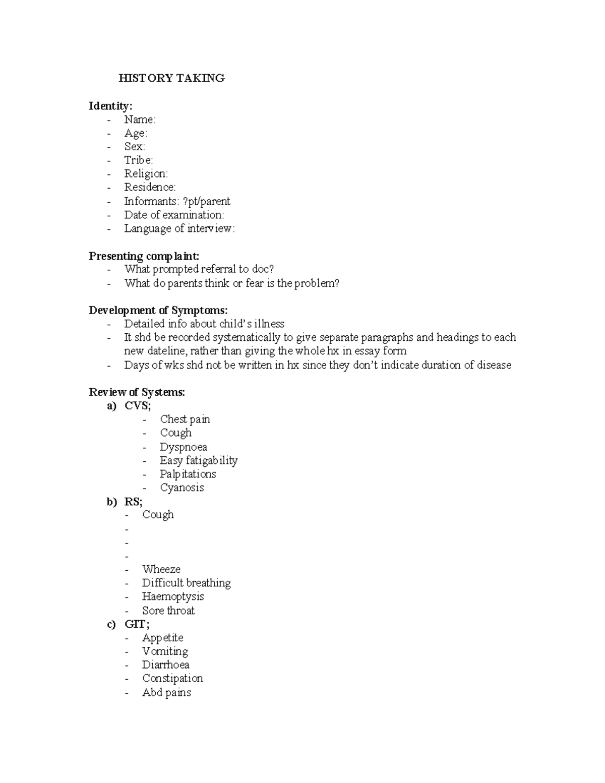 Obstetrics And Gynecology History Taking Identity Name Age