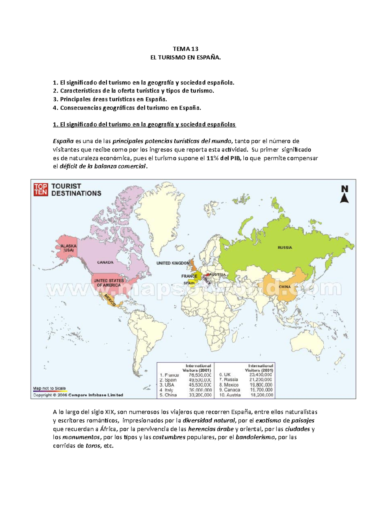 Geografía II. Tema 13 - El Turismo - TEMA 13 EL TURISMO EN ESPAÑA. El ...