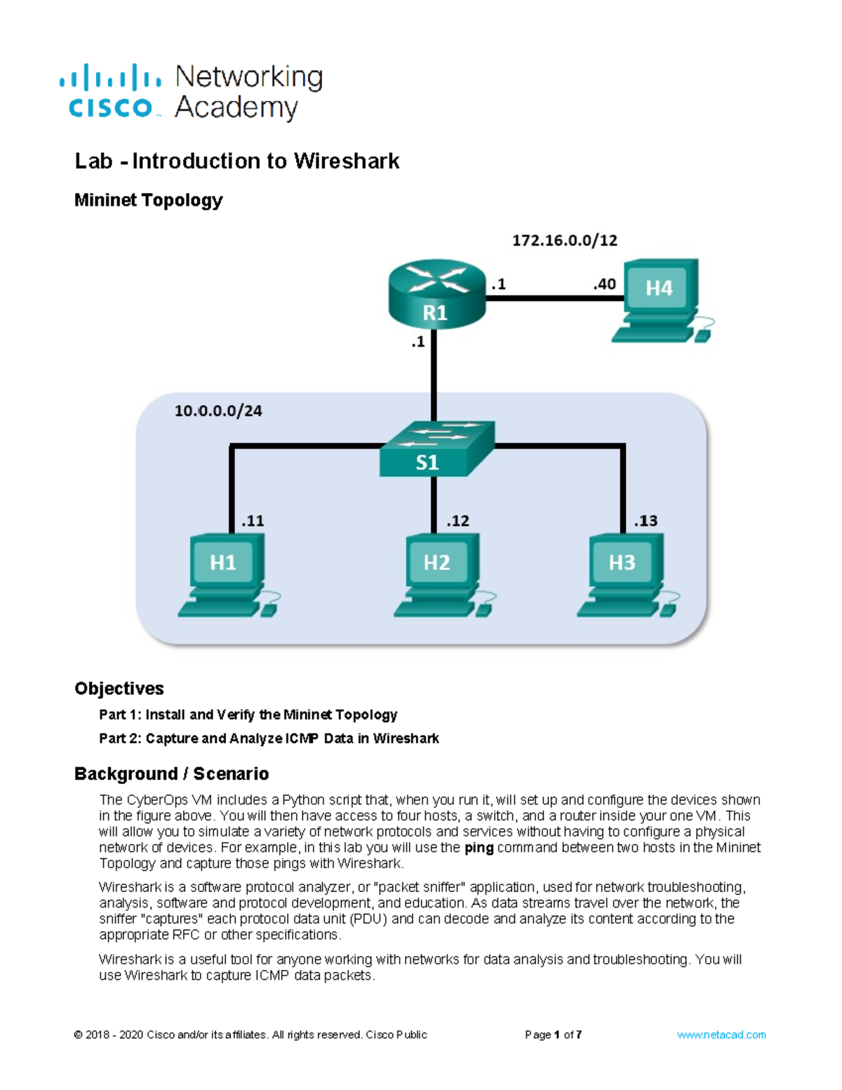 5.3.7 Lab - Introduction to Wireshark Netlab+ Cisco Cyber Op - Mininet ...