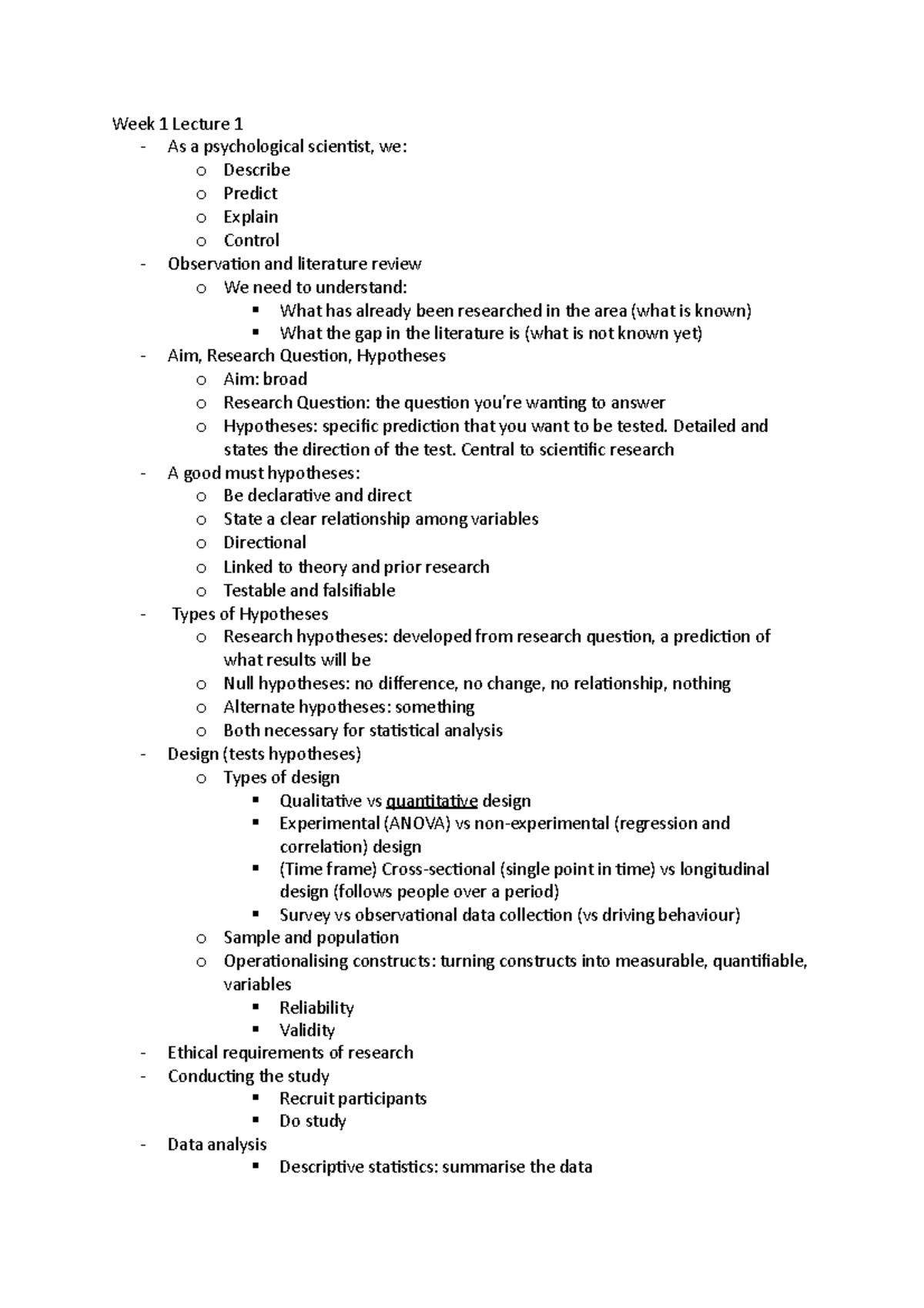 PSYU2248 Lecture notes 1 - Week 1 Lecture 1 - As a psychological ...