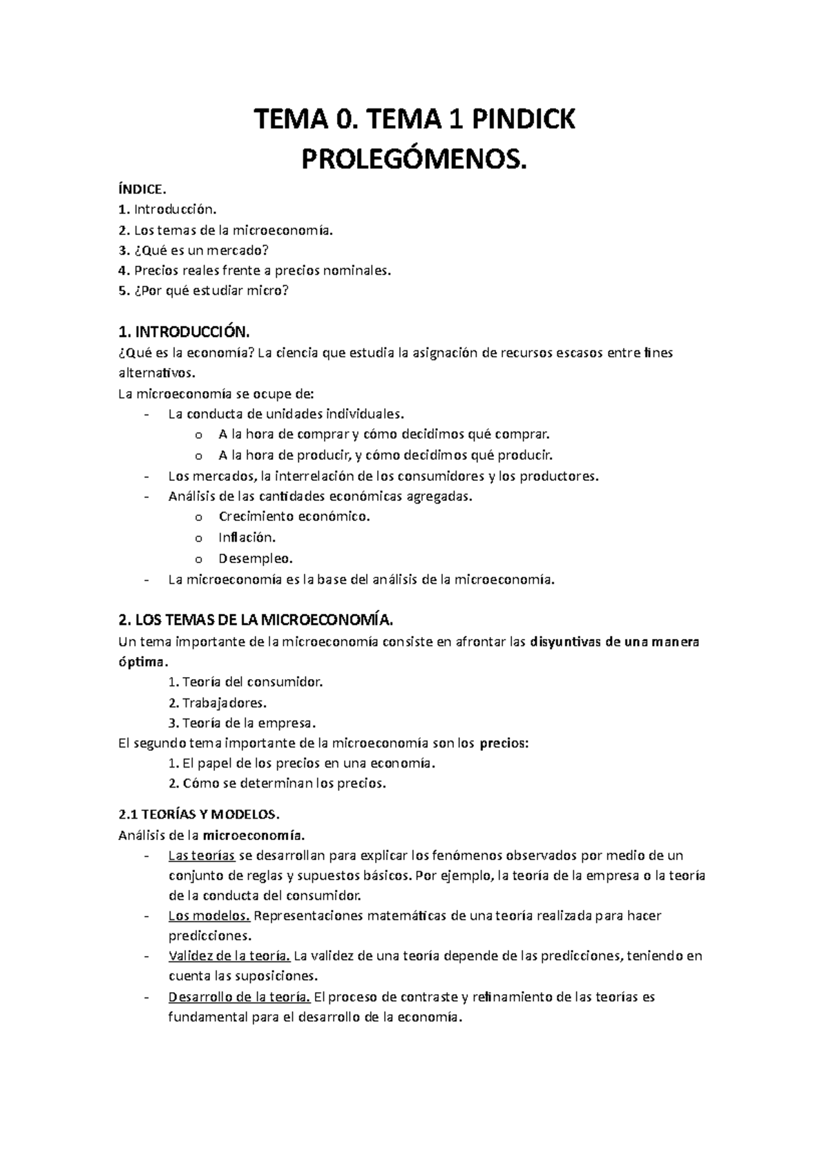 TEMA 0 Terminado - tema 0 microeconomia - TEMA 0. TEMA 1 PINDICK ...