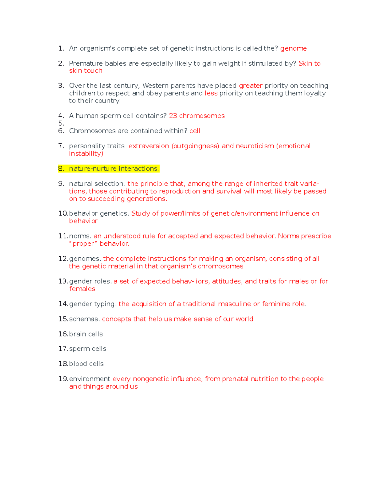 Chp 4 Study Guide An organism's complete set of instructions