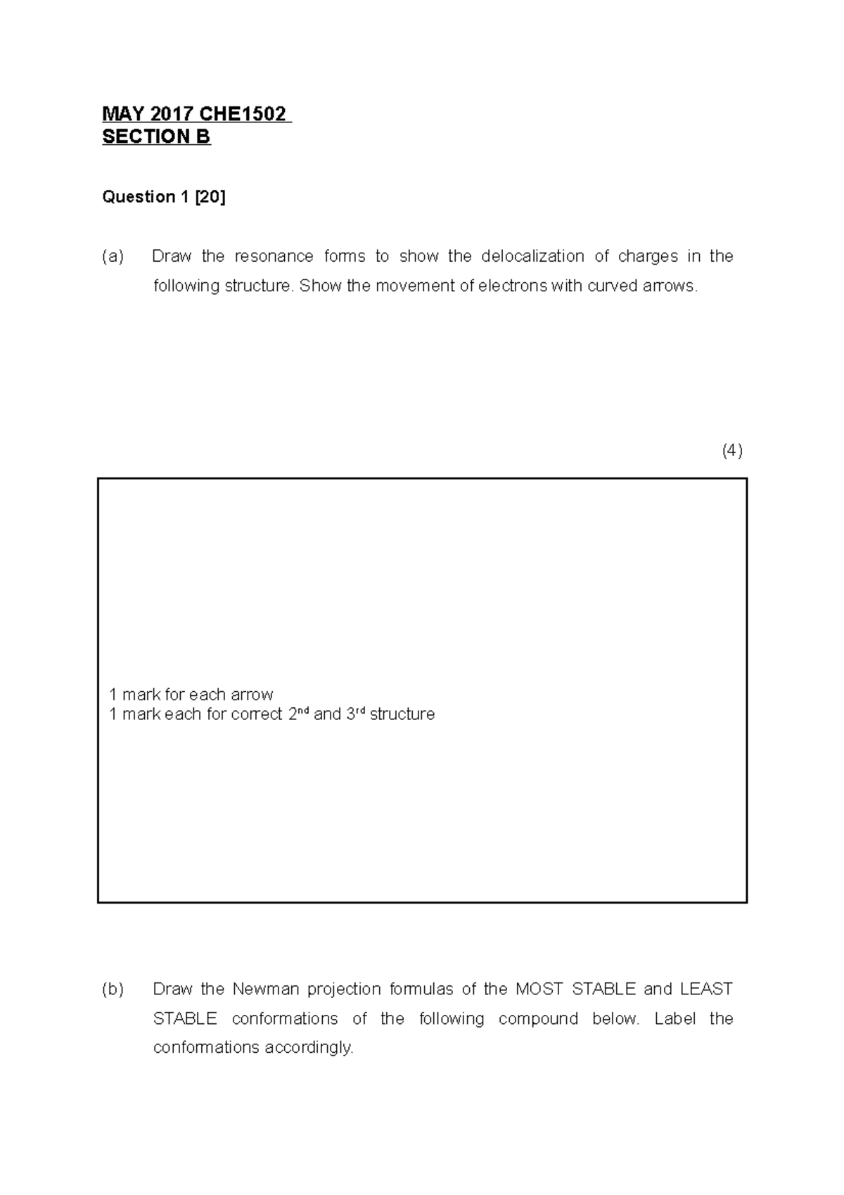 Exam 10 2017, Questions And Answers - MAY 2017 CHE1502 SECTION B ...