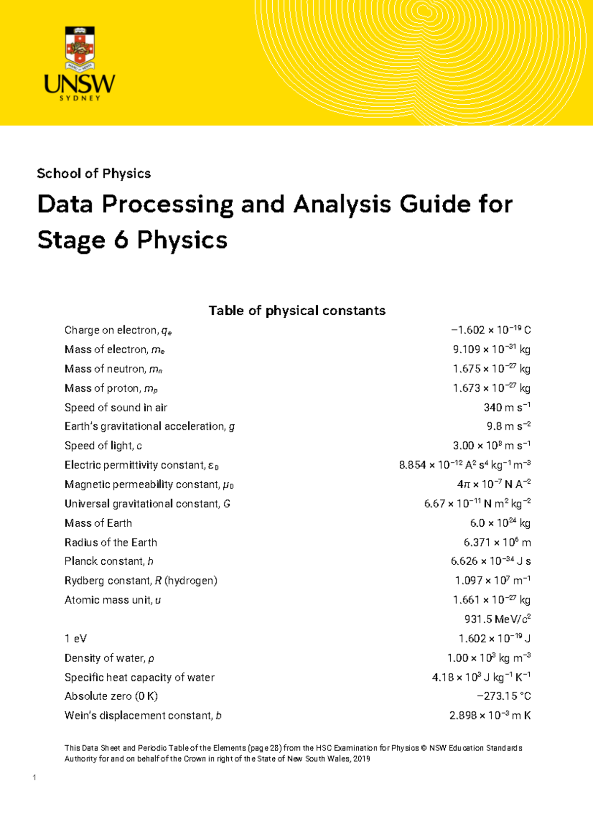 Physics Data Bible - hello - School of Physics Data Processing and ...