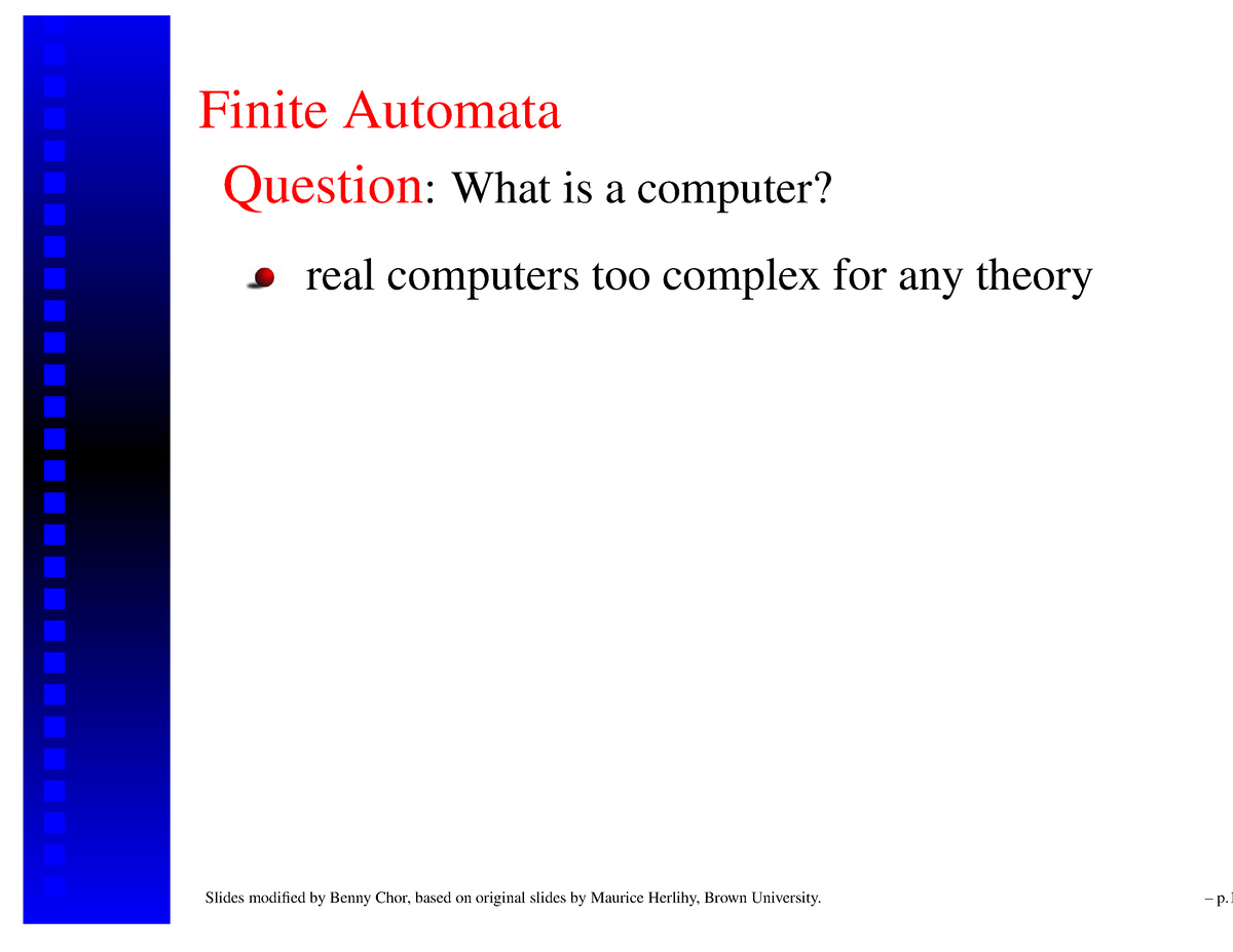 Finite Automata - Finite Automata Question: What Is A Computer? Real ...