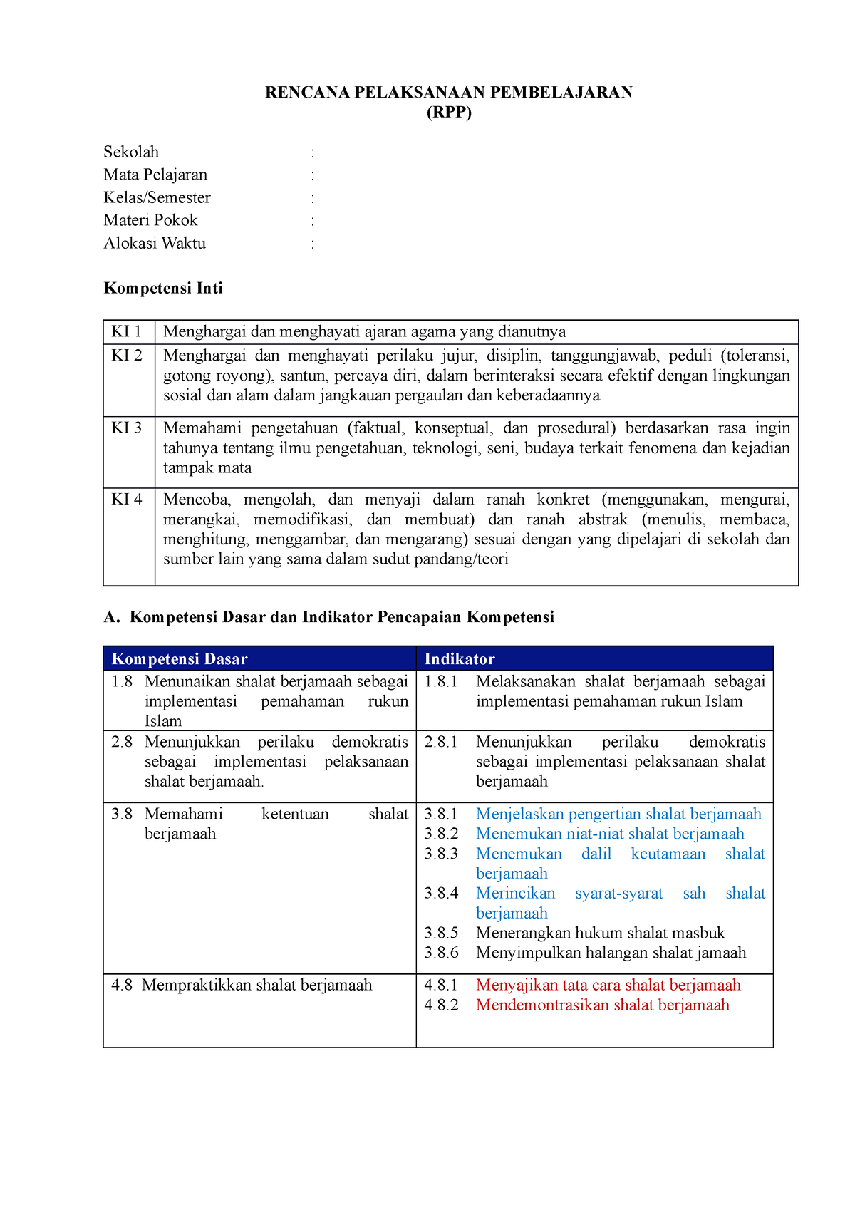 Format Atau Contoh RPP - #RPP - RENCANA PELAKSANAAN PEMBELAJARAN (RPP ...