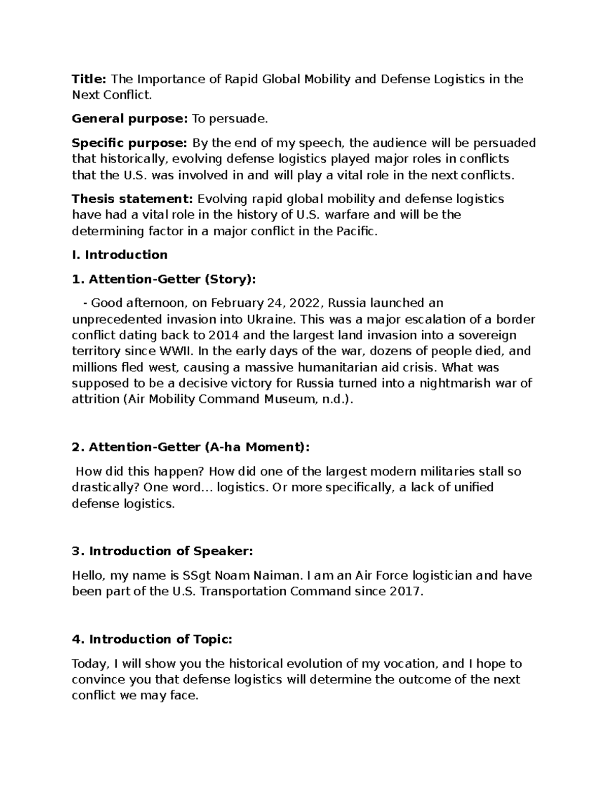 APA Outline - SPCH 100 - UMGC - Studocu