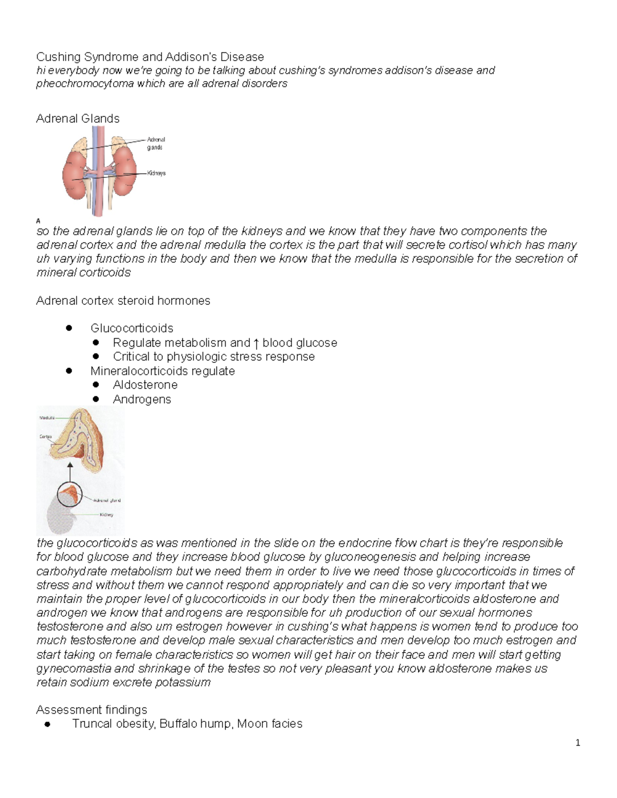 Cushings Syndrome and Addisons Disease Lecture Notes - Cushing Syndrome ...