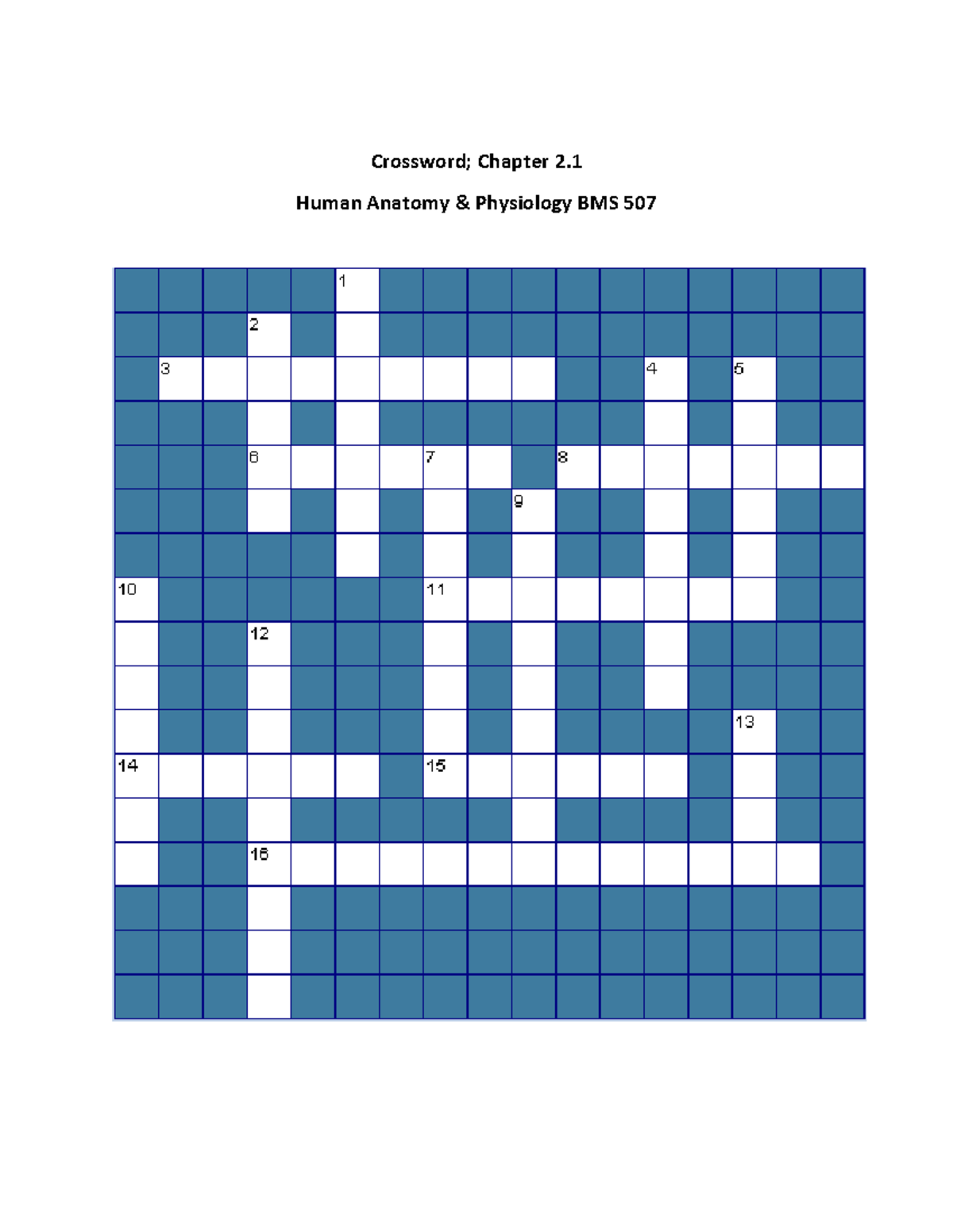 Crossword 2.1 Practice Materials Crossword; Chapter 2. Human