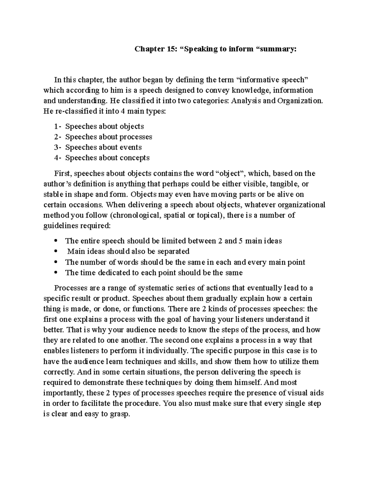 Chapter 15 copy - Chapter 15: “Speaking to inform “summary: In this ...