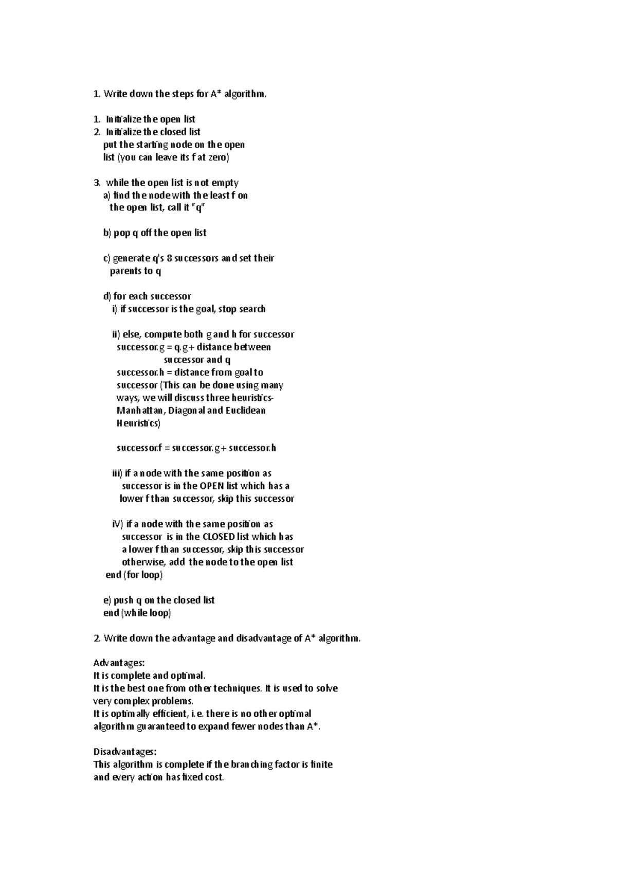 Co2 alm(2110030093 Amaan) - Write down the steps for A* algorithm ...