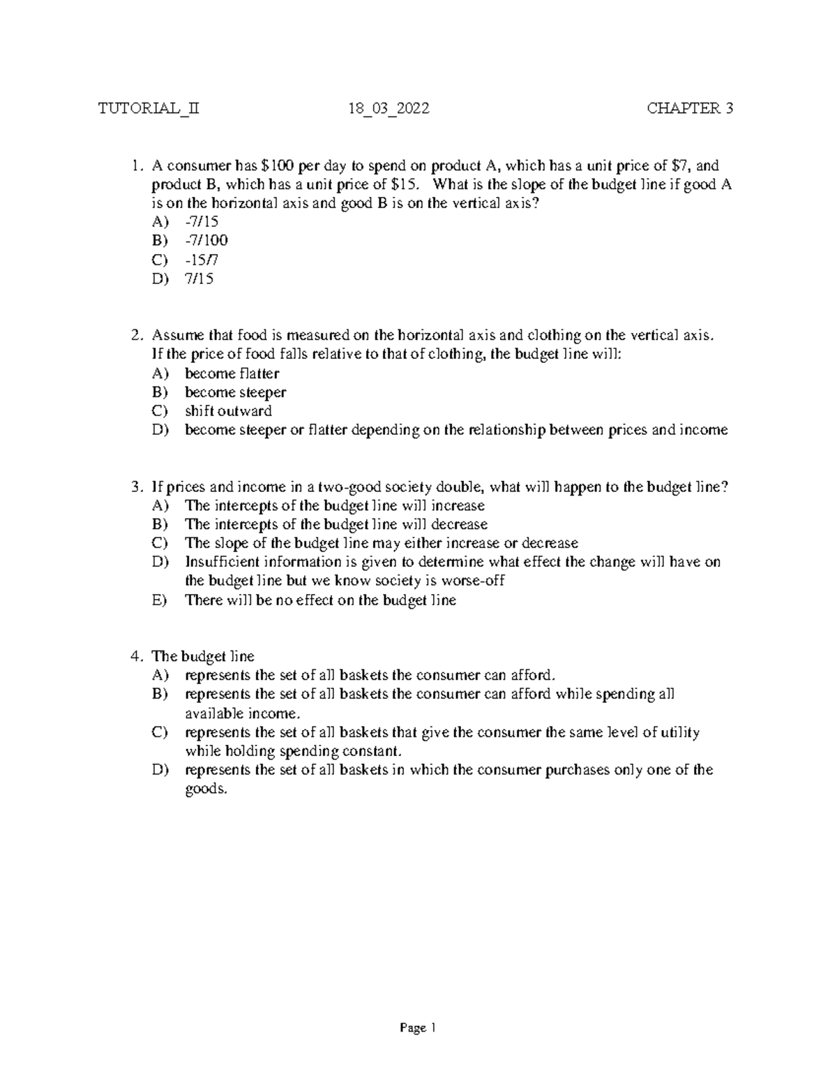 Tutorial Ch3 II NS - Page 1 TUTORIAL_II 18_03_2022 CHAPTER 3 A consumer ...