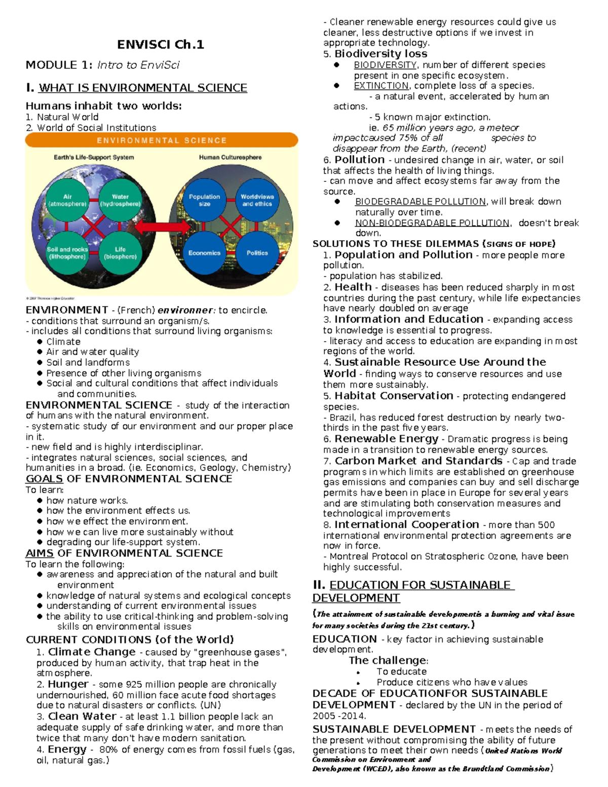 (Notes) Envisci CH.1 (Incomplete) - Copy - ENVISCI Ch. MODULE 1: Intro ...