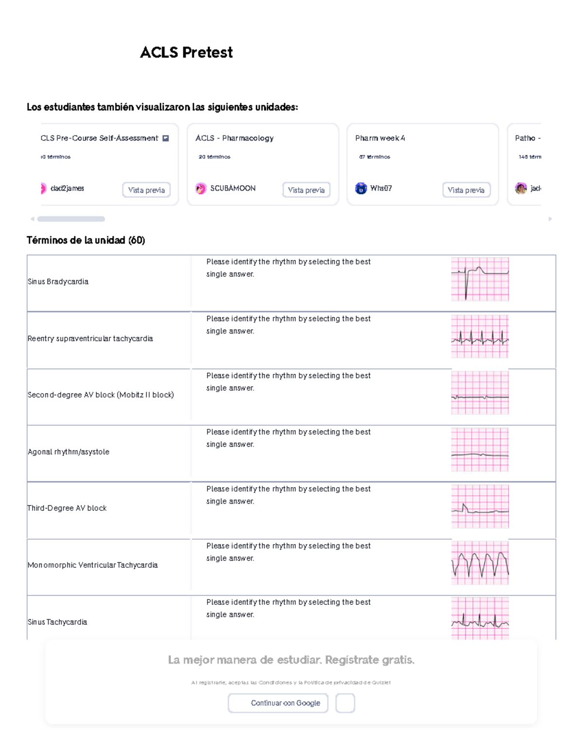 ACLS Pretest Quizlet ACLS Pretest Los estudiantes también